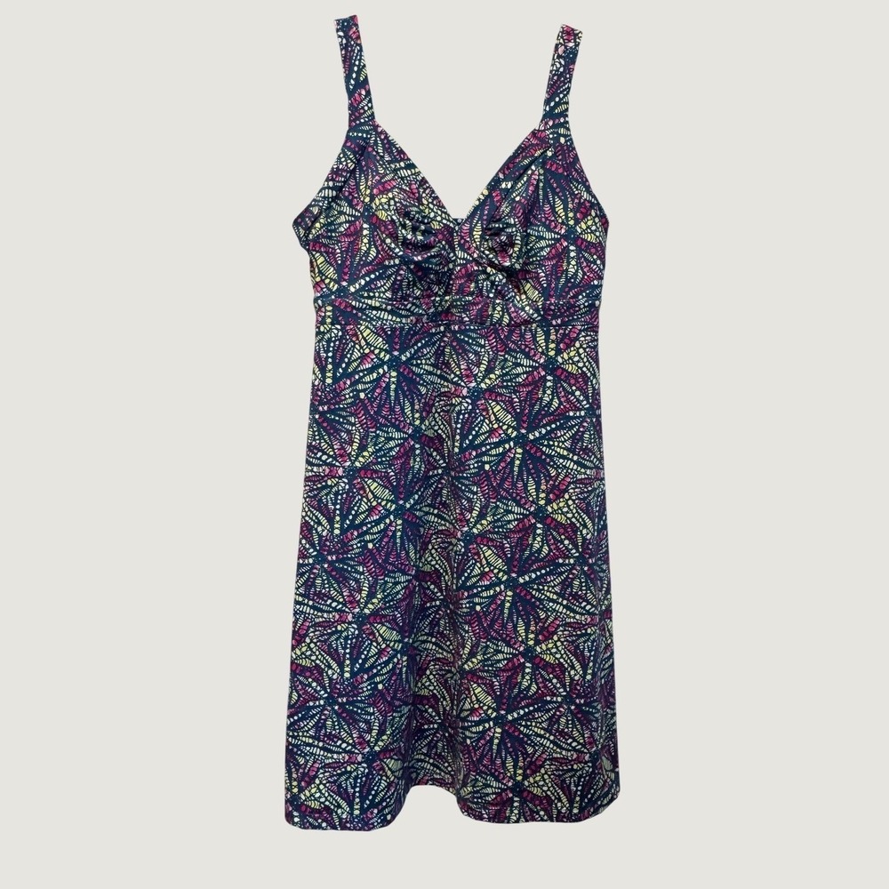 Patagonia Minette Dress Womens Medium Navy Pink Sunburst Cutout Back